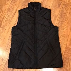 Black quilted zip up vest